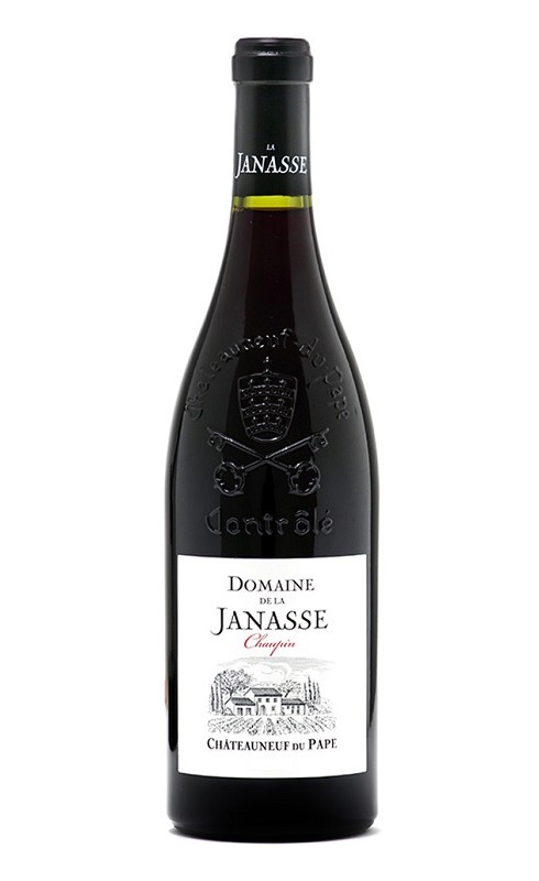 Photographie d'une bouteille de vin rouge Janasse Cuvee Chaupin 2017 Chtneuf Rge 75cl Crd