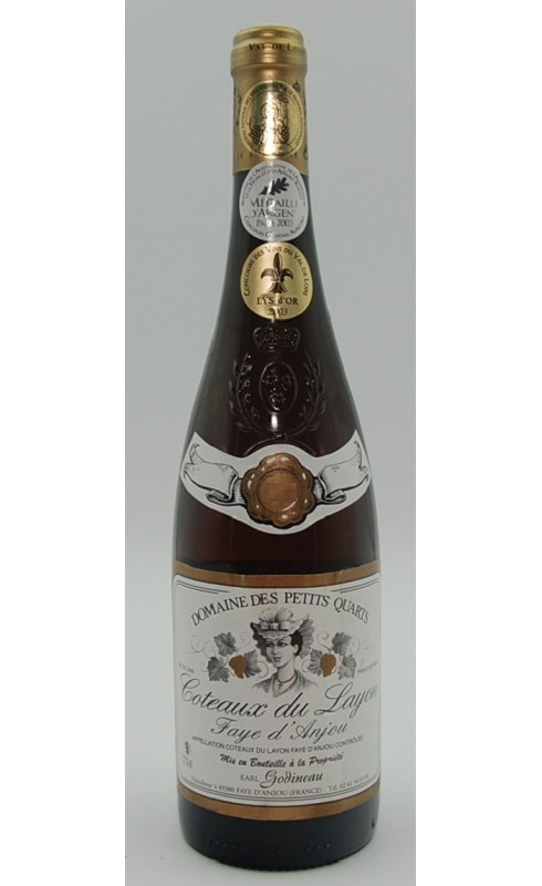 Photographie d'une bouteille de vin blanc Petits Quarts Coteaux Du Layon Fay Anjou 2001 Blc 75cl Crd
