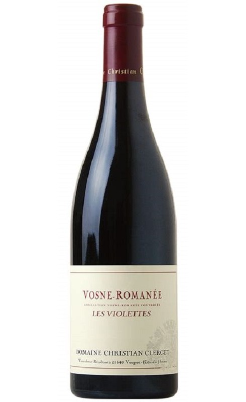Photographie d'une bouteille de vin rouge Clerget Les Violettes 2018 Vosne Romanee Rge Bio 75cl Crd