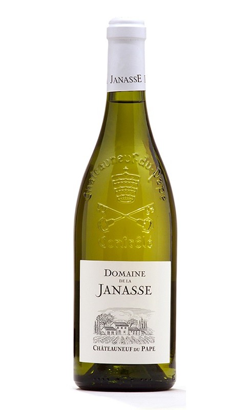 Photographie d'une bouteille de vin blanc Janasse Chateauneuf-Du-Pape 2015 Blc 75cl Crd