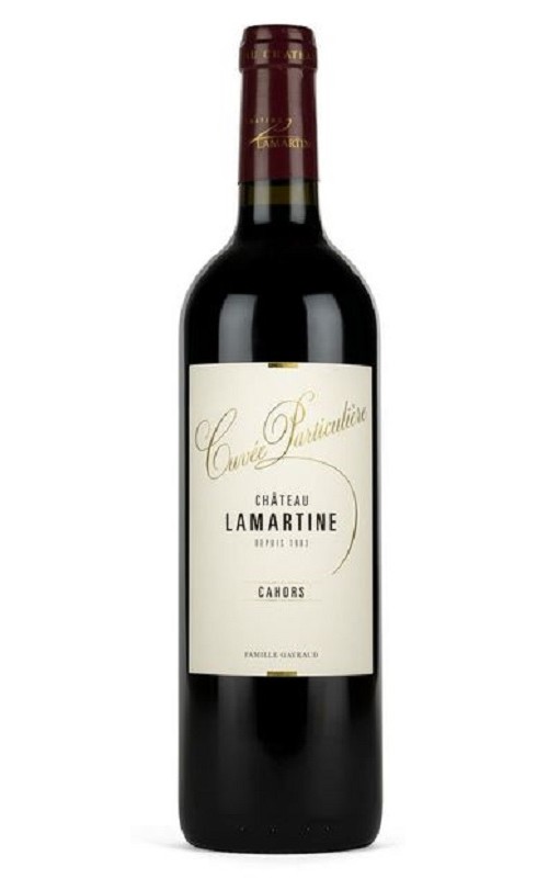 Photographie d'une bouteille de vin rouge Lamartine Cuvee Particuliere 2016 Cahors Rge 75 Cl Crd