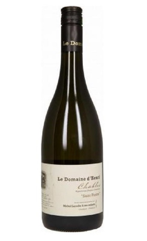 Photographie d'une bouteille de vin blanc Dom D Henri Saint-Pierre 2018 Chablis Blc 75cl Crd