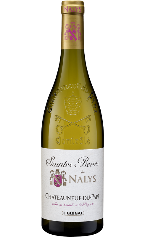 Photographie d'une bouteille de vin blanc Guigal Saintes Pierres De Nalys 2019 Chtneuf Blc 75cl Crd