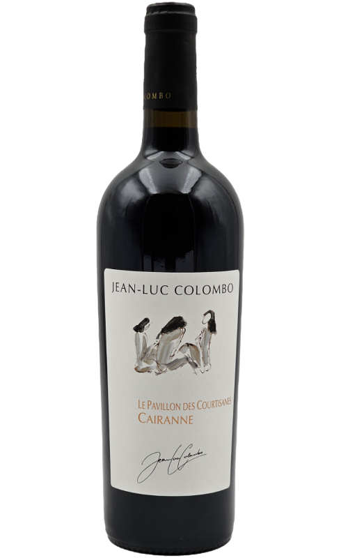 Photographie d'une bouteille de vin rouge Colombo Pavillon Courtisanes 2019 Cairanne Rge 75 Cl Crd