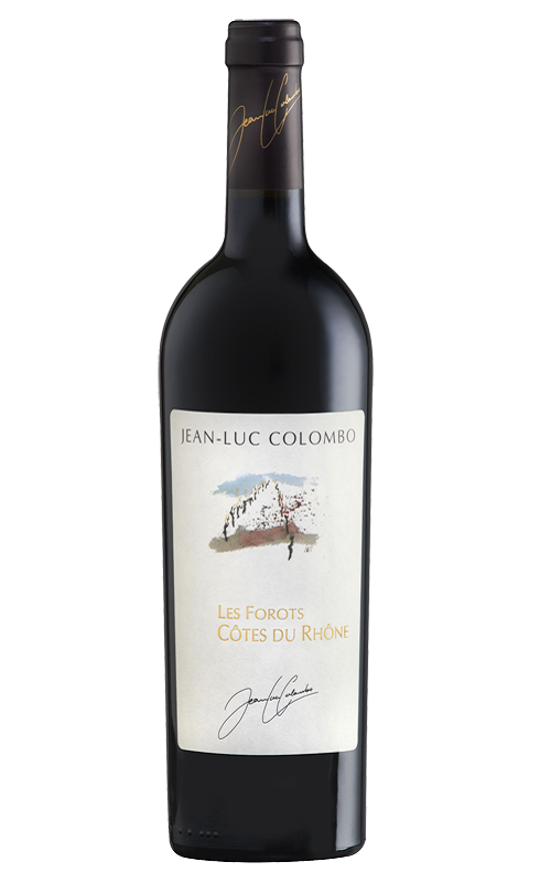 Photographie d'une bouteille de vin rouge Colombo Les Forots 2017 Cdr Rge Bio 75cl Crd