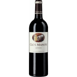 Photographie d'une bouteille de vin rouge Clos Manou 2020 Medoc Rge 75cl Crd
