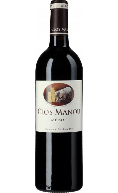 Photographie d'une bouteille de vin rouge Clos Manou 2020 Medoc Rge 75cl Crd