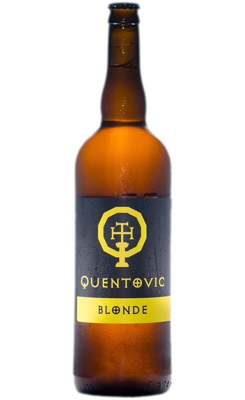 Photographie d'une bouteille de bière Brasserie Quentovic Blonde 75 Cl