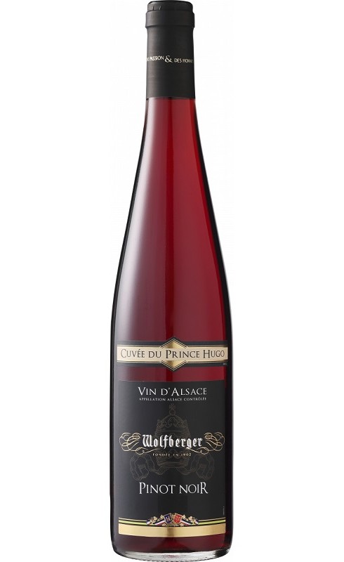 Photographie d'une bouteille de vin rouge Wolfberger Cuvee Prince Hugo 2017 Alsace Rge 75cl Crd