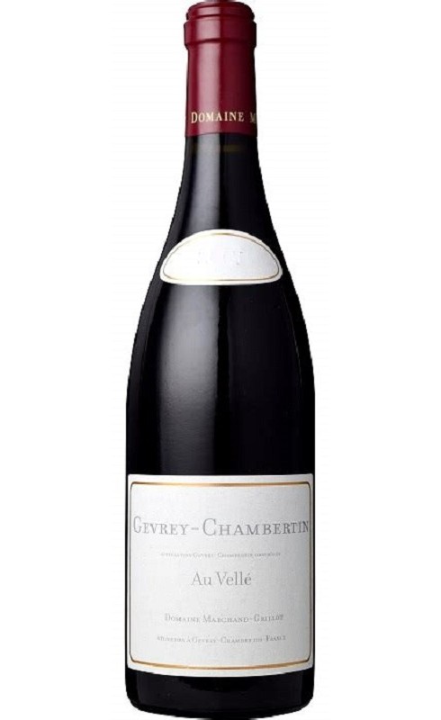 Photographie d'une bouteille de vin rouge Marchand-Grillot Au Velle 2018 Gevrey Rge 1 5 L Crd