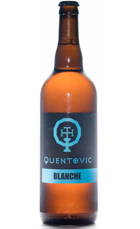 Photographie d'une bouteille de bière Brasserie Quentovic Blanche 75 Cl