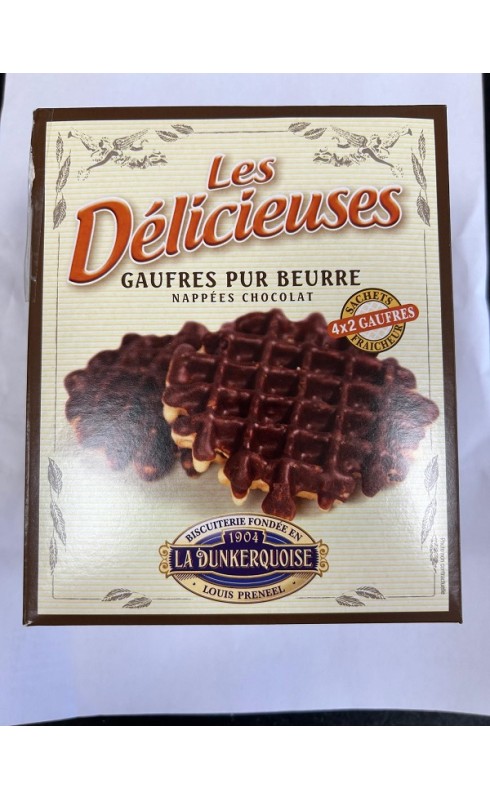 Photographie d'un produit d'épicerie Maison Chuques La Delicieuse Gaufres Nappees Chocolat 200g