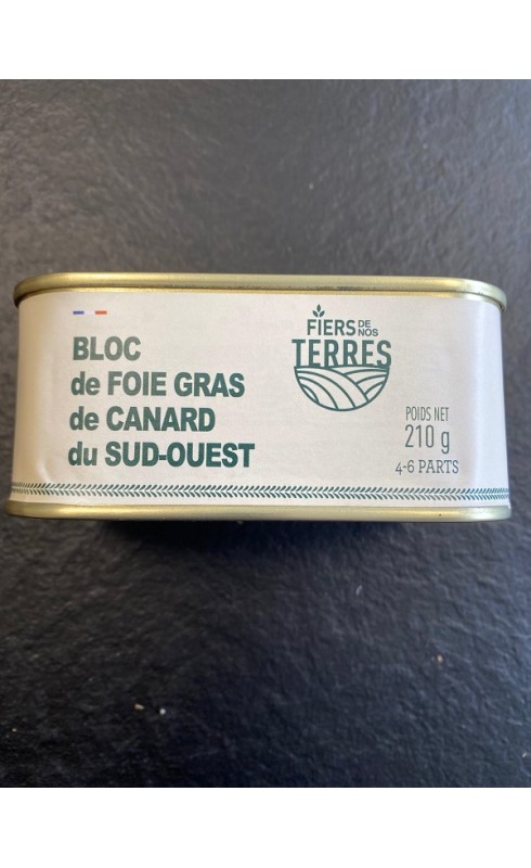 Photographie d'un produit d'épicerie Fiers De Nos Terres Conserve Bloc Foie Gras De Canard 210g