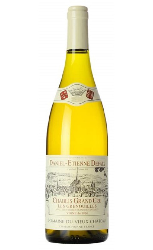 Photographie d'une bouteille de vin blanc Defaix Les Grenouilles 2009 Chablis Gd Cru Blc 75 Cl Crd