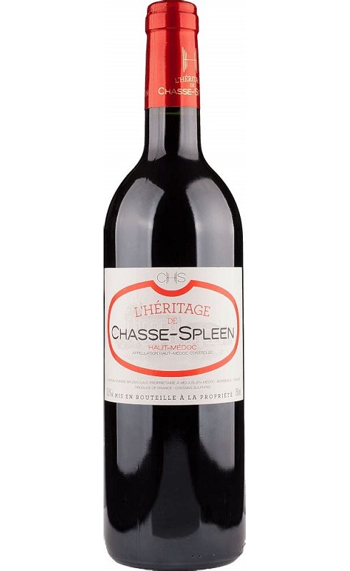 Photographie d'une bouteille de vin rouge Heritage De Chasse-Spleen 2019 Ht-Medoc Rge 75cl Crd
