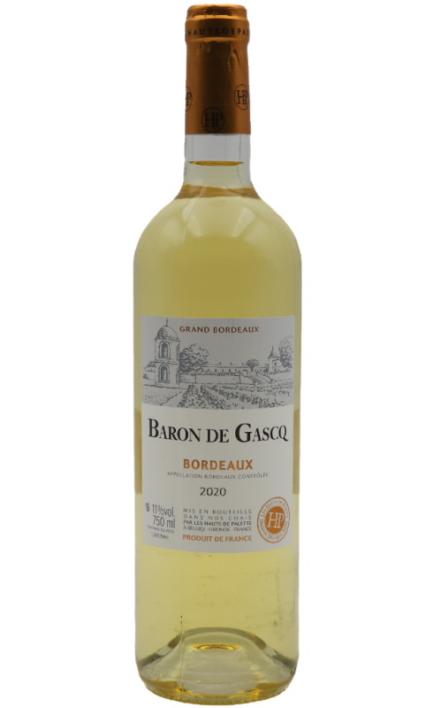 Photographie d'une bouteille de vin blanc Hts De Palette Baron De Gascq 2020 Bdx Blc Mx 75cl Crd