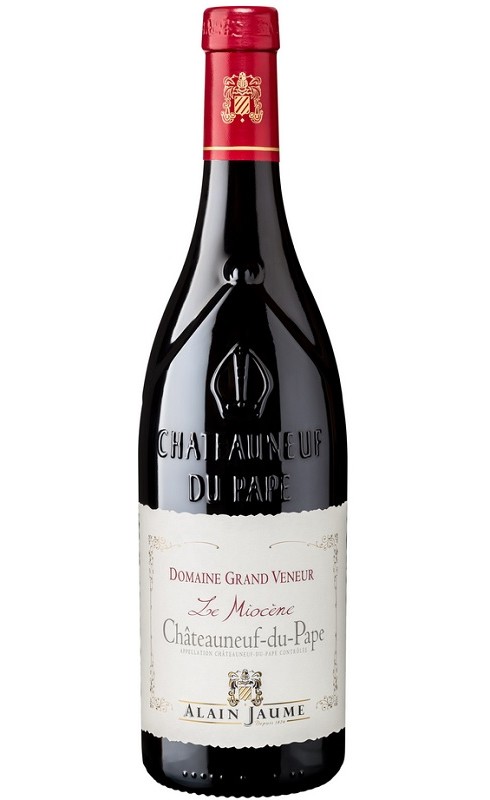 Photographie d'une bouteille de vin rouge Jaume Grand Veneur Miocene 2019 Chtneuf Rge Bio 75cl Crd