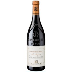 Photographie d'une bouteille de vin rouge Jaume Grand Veneur Origines 2018 Chtneuf Rge Bio 1 5 L Crd