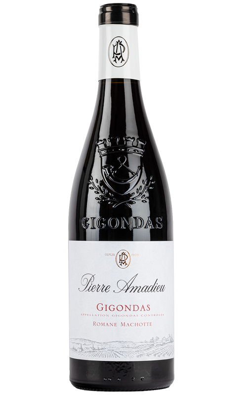 Photographie d'une bouteille de vin rouge Amadieu Romane Machotte 2017 Gigondas Rge 1 5 L Crd