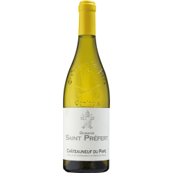 Photographie d'une bouteille de vin blanc St-Prefert Chateauneuf-Du-Pape 2021 Blc Bio 75cl Crd