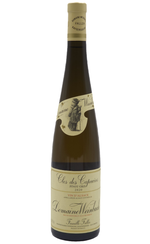 Photographie d'une bouteille de vin blanc Weinbach Pinot Gris Clos Des Capucins 2020 Blc 75cl Crd