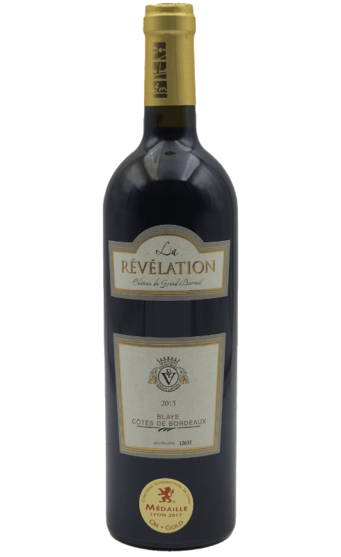 Photographie d'une bouteille de vin rouge Lafon Revelation Grand Barrail 2015 Blaye Rge 75cl Crd