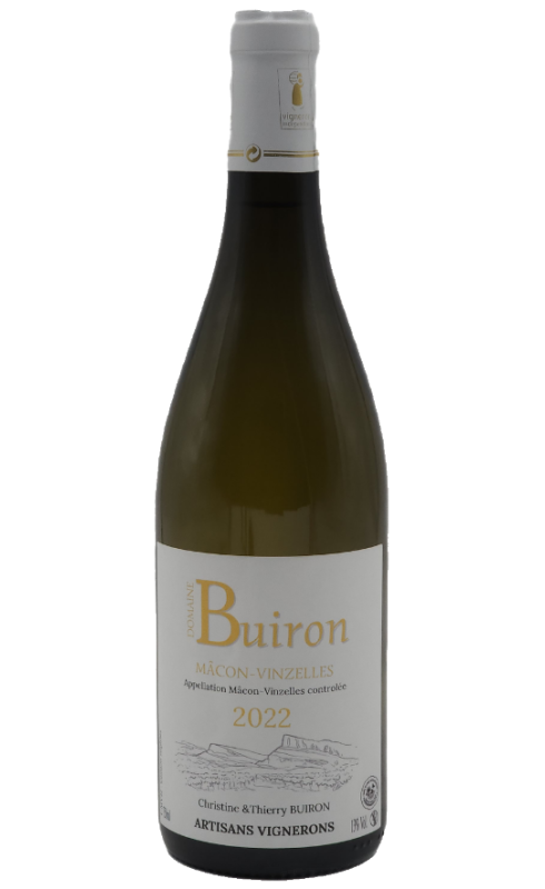 Photographie d'une bouteille de vin blanc Buiron Macon-Vinzelles 2022 Blc 75cl Crd
