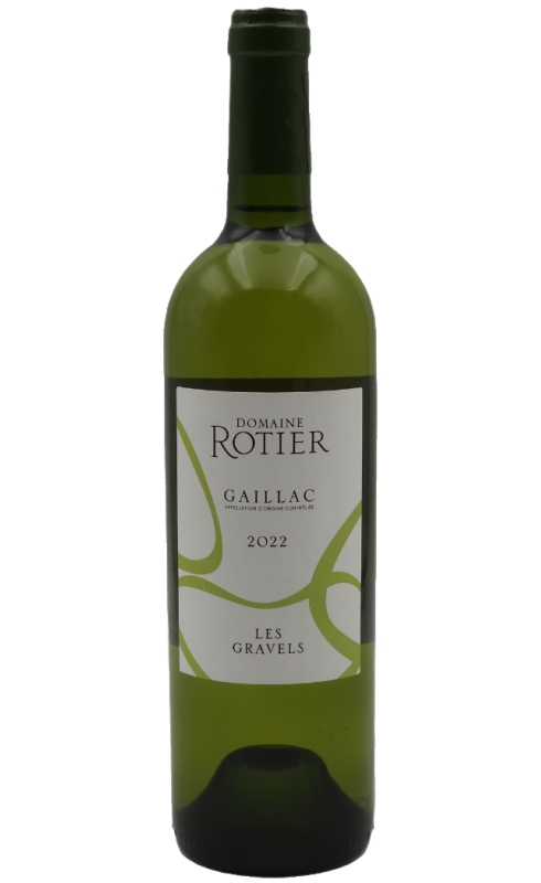 Photographie d'une bouteille de vin blanc Rotier Les Gravels 2022 Gaillac Blc Bio 75cl Crd