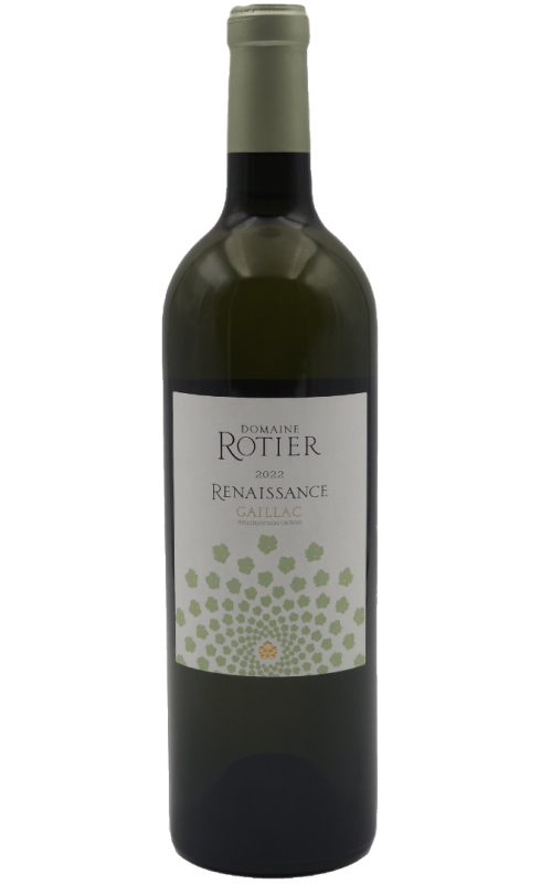 Photographie d'une bouteille de vin blanc Rotier Renaissance 2022 Gaillac Blc Bio 75cl Crd