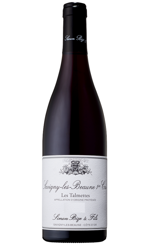 Photographie d'une bouteille de vin rouge Bize Les Talmettes 1er Cru 2018 Savigny Rge 75cl Crd