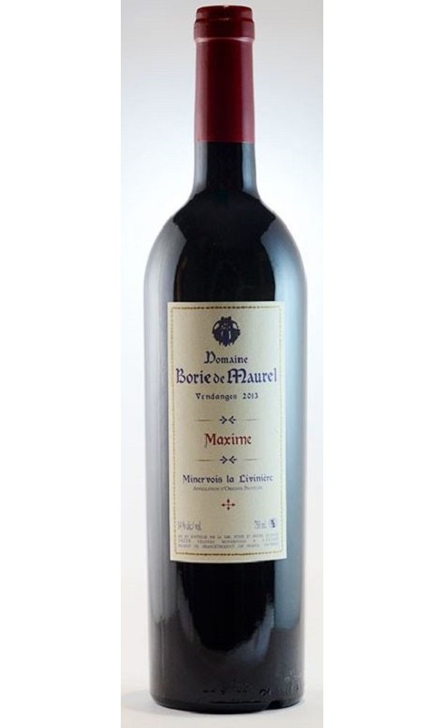 Photographie d'une bouteille de vin rouge Borie Maxime 2022 Minervois-Liviniere Rge Bio 75cl Crd