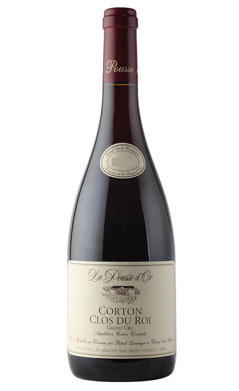 Photographie d'une bouteille de vin rouge Pousse D Or Clos Du Roi Gd Cru 2020 Corton Rge 75 Cl Crd