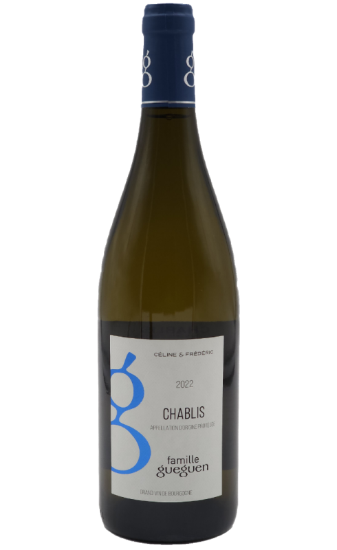 Photographie d'une bouteille de vin blanc Gueguen Chablis 2023 Blc 75cl Crd
