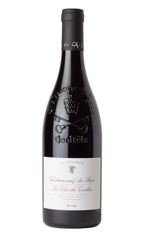 Photographie d'une bouteille de vin rouge Clos Du Caillou La Reserve 2021 Chtneuf Rge Bio 75cl Crd