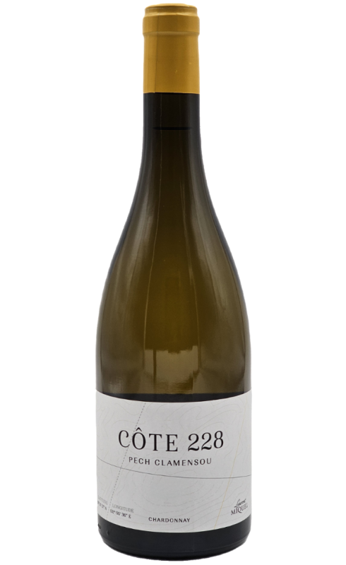 Photographie d'une bouteille de vin blanc Miquel Cote 228 Pech Clamensou 2021 Pays D Oc Blc 75cl Crd