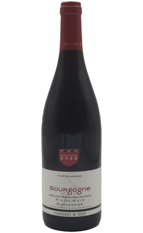 Photographie d'une bouteille de vin rouge Buxy Pinot Noir Buissonnier 2022 Bgne Rge 75cl Crd