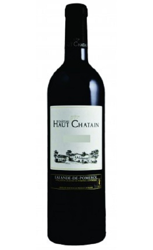 Photographie d'une bouteille de vin rouge Cht Haut Chatain 2019 Lalande Rge 37 5 Cl Crd