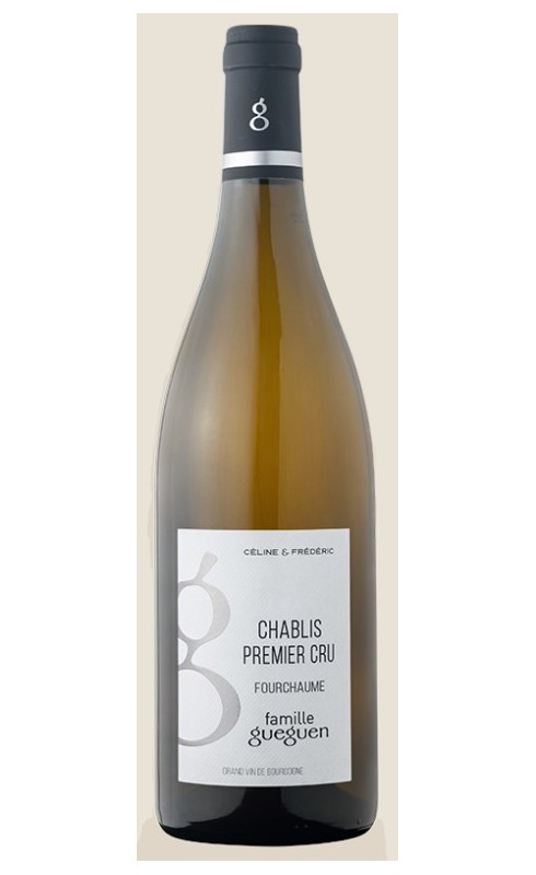 Photographie d'une bouteille de vin blanc Gueguen Fourchaume 1er Cru 2022 Chablis Blc 75cl Crd