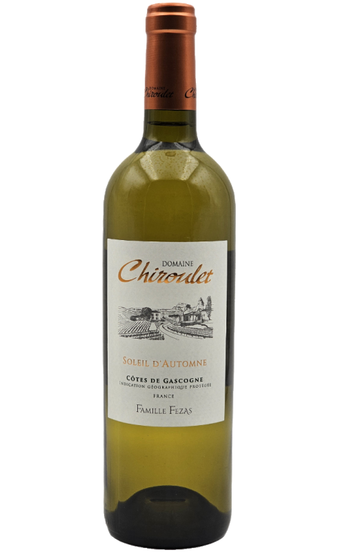 Photographie d'une bouteille de vin blanc Chiroulet Soleil D Automne 2022 Cdgascon Blc Mx 75cl Crd