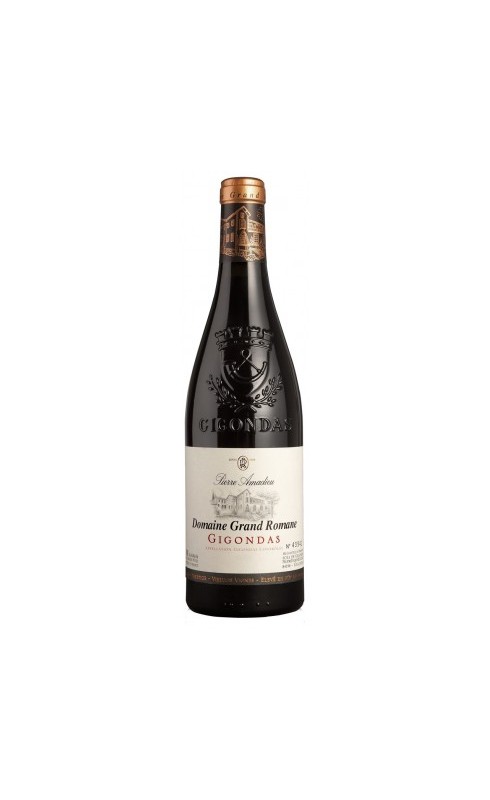Photographie d'une bouteille de vin rouge Amadieu Grand Romane Vv 2021 Gigondas Rge 75cl Crd