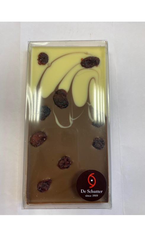 Photographie d'un produit d'épicerie Maison Chuques Plaquette Chocolat Lait Blc Fruit Sec 100g