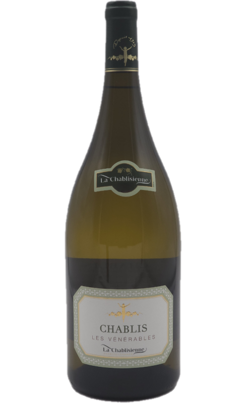 Photographie d'une bouteille de vin blanc Chablisienne Les Venerables 2017 Chablis Blc 1 5 L Crd