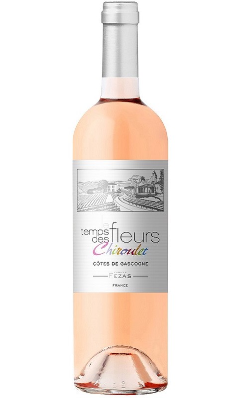 Photographie d'une bouteille de vin rosé Chiroulet Le Temps Des Fleurs 2023 Cdgascon Rose 75cl Crd
