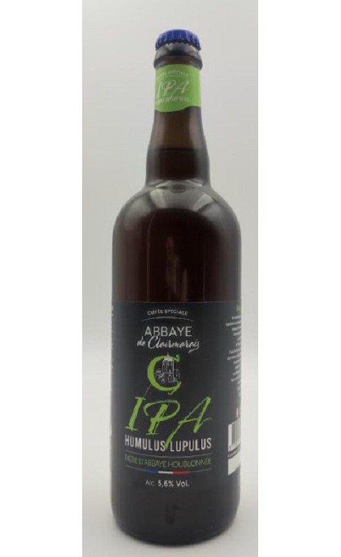 Photographie d'une bouteille de bière Abbaye De Clairmarais Ipa Humulus Lupulus 5 6 75cl Crd