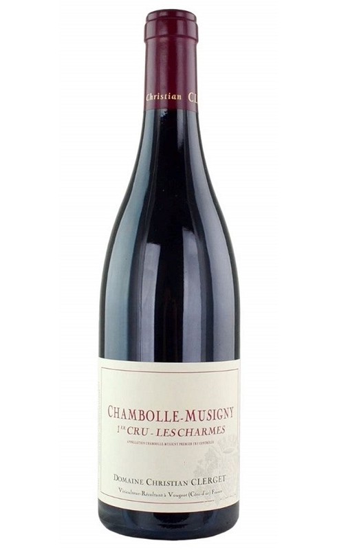 Photographie d'une bouteille de vin rouge Clerget Les Charmes 2021 Chambolle Musigny Rge 75cl Crd
