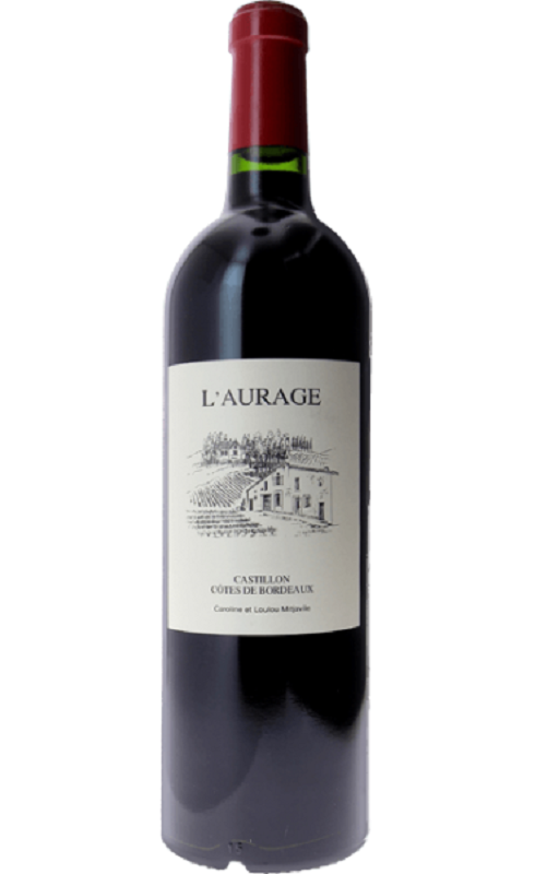 Photographie d'une bouteille de vin rouge Domaine De L Aurage 2019 Castillon-Cdbdx Rge 75cl Crd