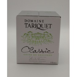 Photographie d'une bouteille de vin blanc Tariquet Classic Cubique 2023 Cdgasco Bib 3 L Crd