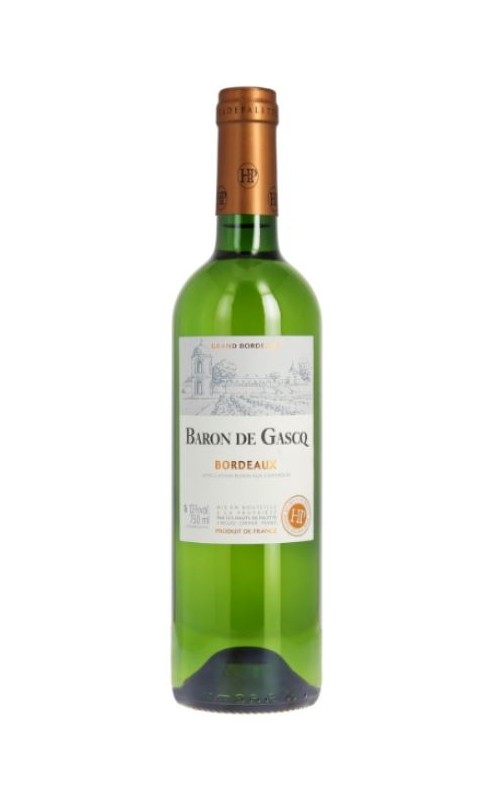 Photographie d'une bouteille de vin blanc Hts De Palette Baron De Gascq 2022 Bdx Blc Mx 75cl Crd