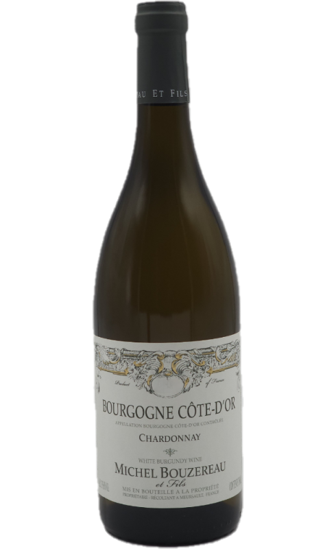 Photographie d'une bouteille de vin blanc Bouzereau Cote D Or Chardonnay 2022 Bgne Blc 75cl Crd