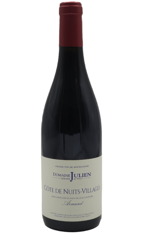 Photographie d'une bouteille de vin rouge Julien Villages Armand 2022 Cotes De Nuit Rge 75cl Crd